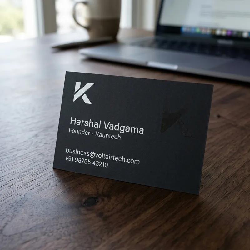 Business card being scanned by Kauntech's offline OCR engine